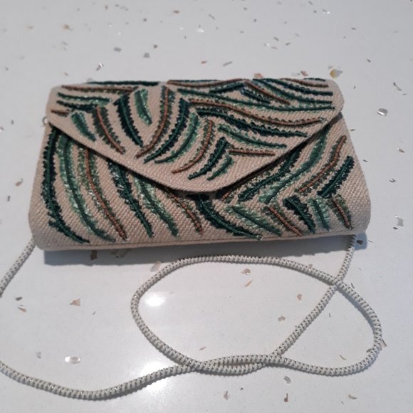 Chico's woven & beaded clutch/shoulder bag - Picture 1 of 4